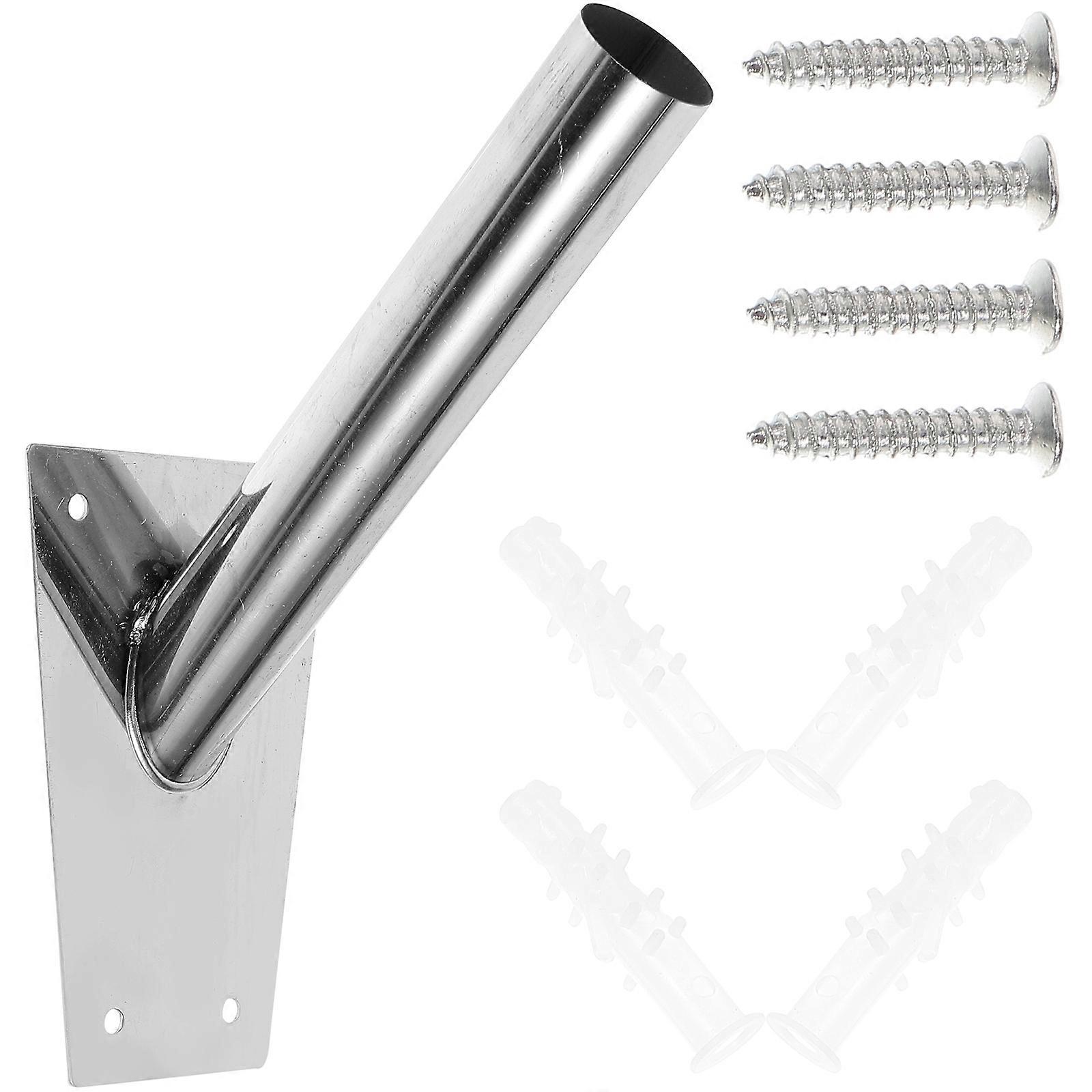 Flag Pole Holder Aluminum Alloy for Mounting 3Sets Silver Wall Bracket