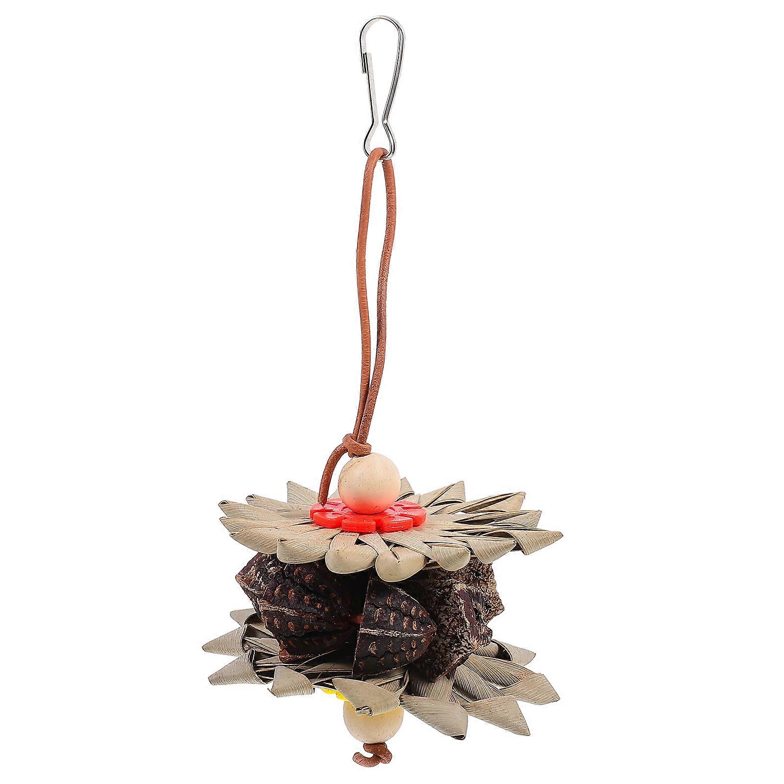 Bird Toy Parrot Chewing Toy for Cage Hanging 4Pcs Set with Wood Material