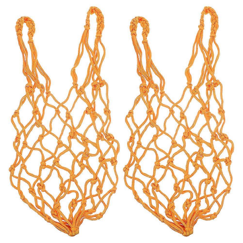 Mesh Chicken Feeding Tool for Chickens Feeding Time Orange Rope Hanging Food Storage Bag 2Pcs