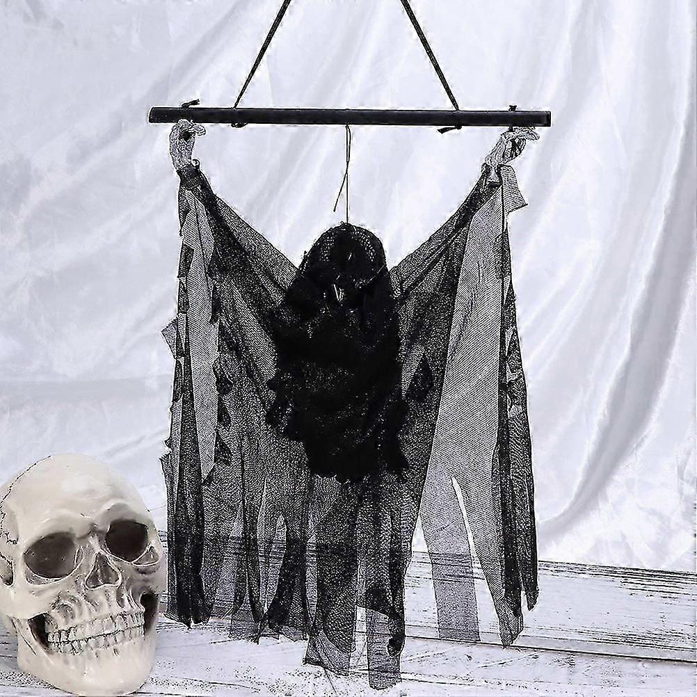 Halloween Hanging Ghost Prop Halloween Party Decoration with Light Sound Creepy Scary Animated Skeleton Hanging Ghost