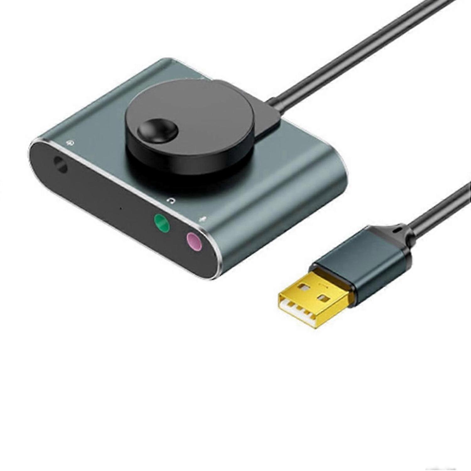 USB External Sound Card 3.5 mm Headset Microphone Port Driver-Free Audio Converter for Desktop and N