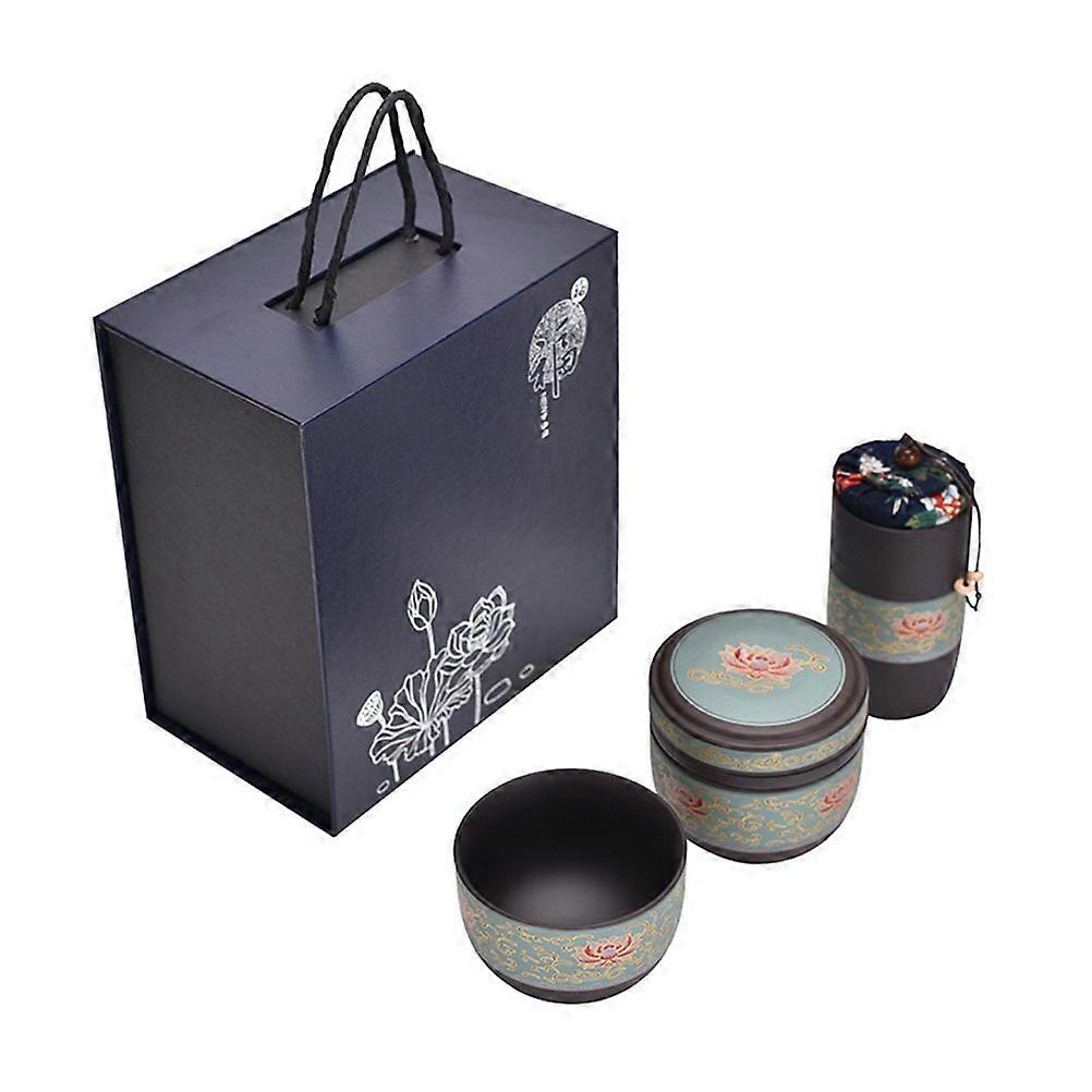 Traveling Teaware Kung Fu Tea Jar for Storage Use 1Set Portable Ceramic Cups
