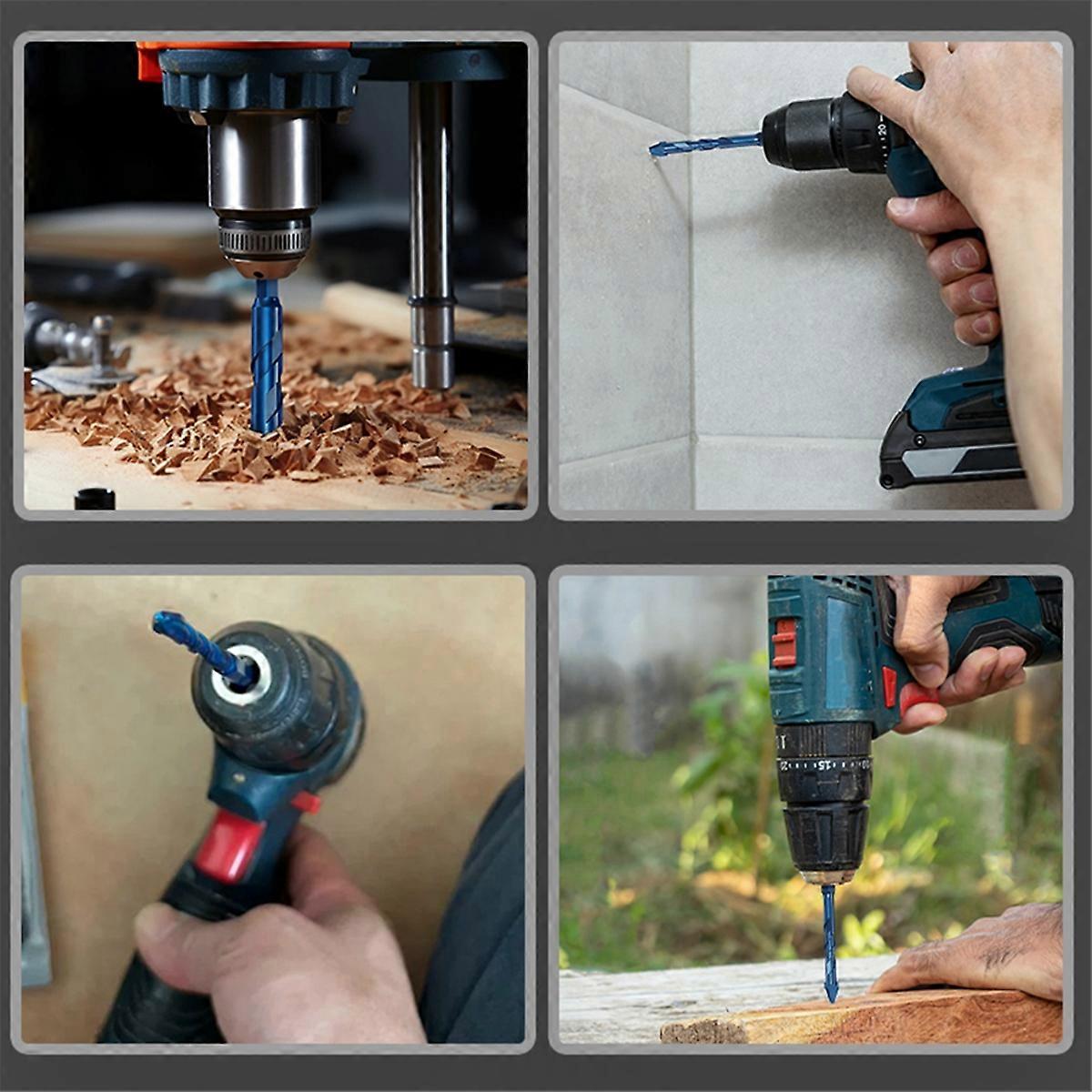 10pcs Tile Bit Blue Spade Drill Bit Set 8mm