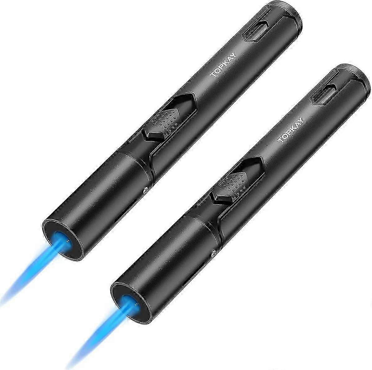 Adjustable Jet Flame Torch Lighters 2 Pack Windproof Butane Refillable Gas Torch Lighter Long Lighter for Candles and Outdoor Use