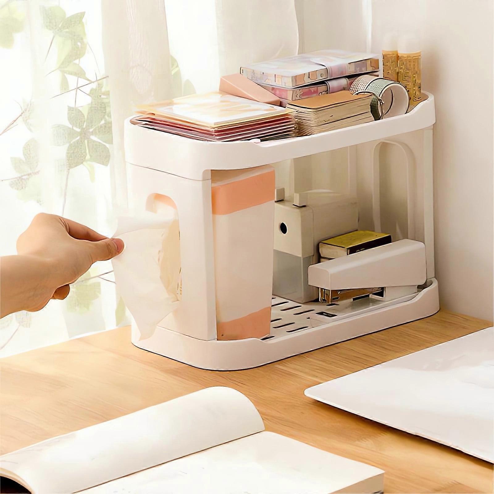 Xhegex Desktop Storage Rack Double Layer Bathroom Storage Rack Dormitory Dressing Table Cosmetics Storage Rack