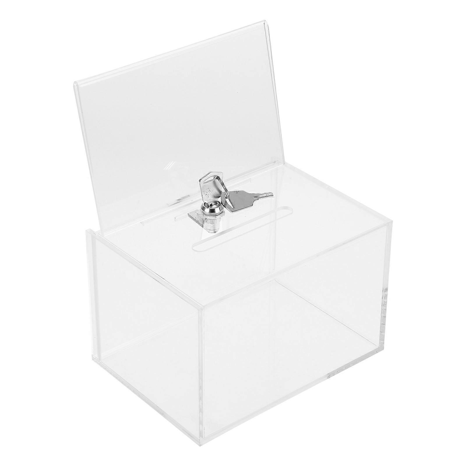 Ballot Box Acrylic Donation Box for Storage 2Pcs Clear Transparent