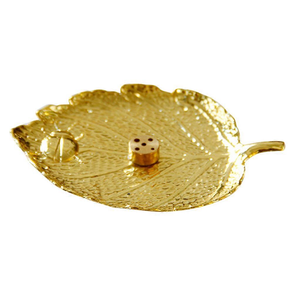 Golden Desktop Iron Incense Tray Leaf Shape for Storage 2Pcs