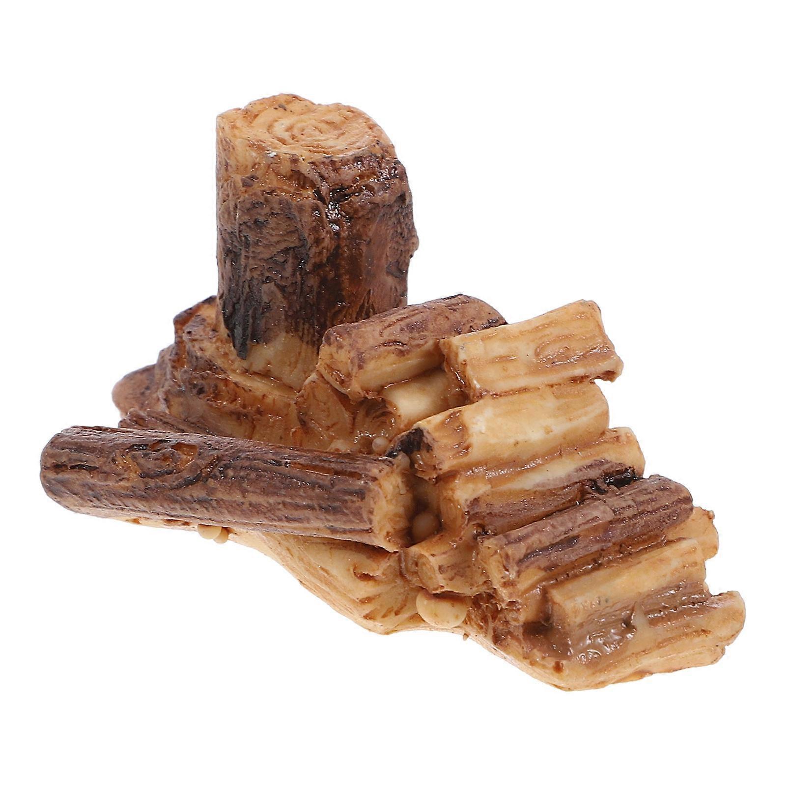 Artificial Tree Stump Resin Fireplace Logs for Miniature Decor 2Pcs