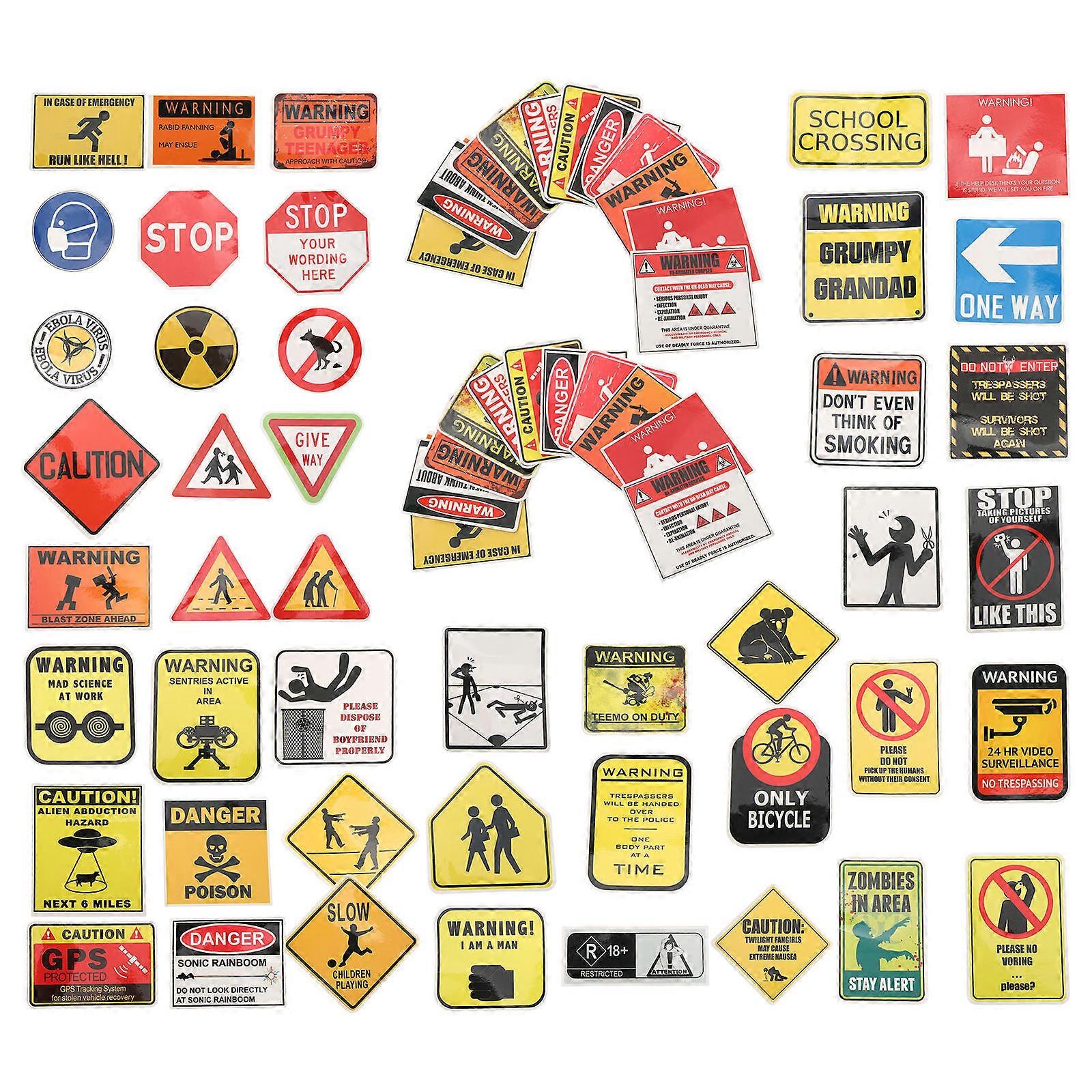 Cool Warning Stickers 500 Pcs For Snowboard Suitcase Guitar And Refrigerator Yellow Rectangular Decorative