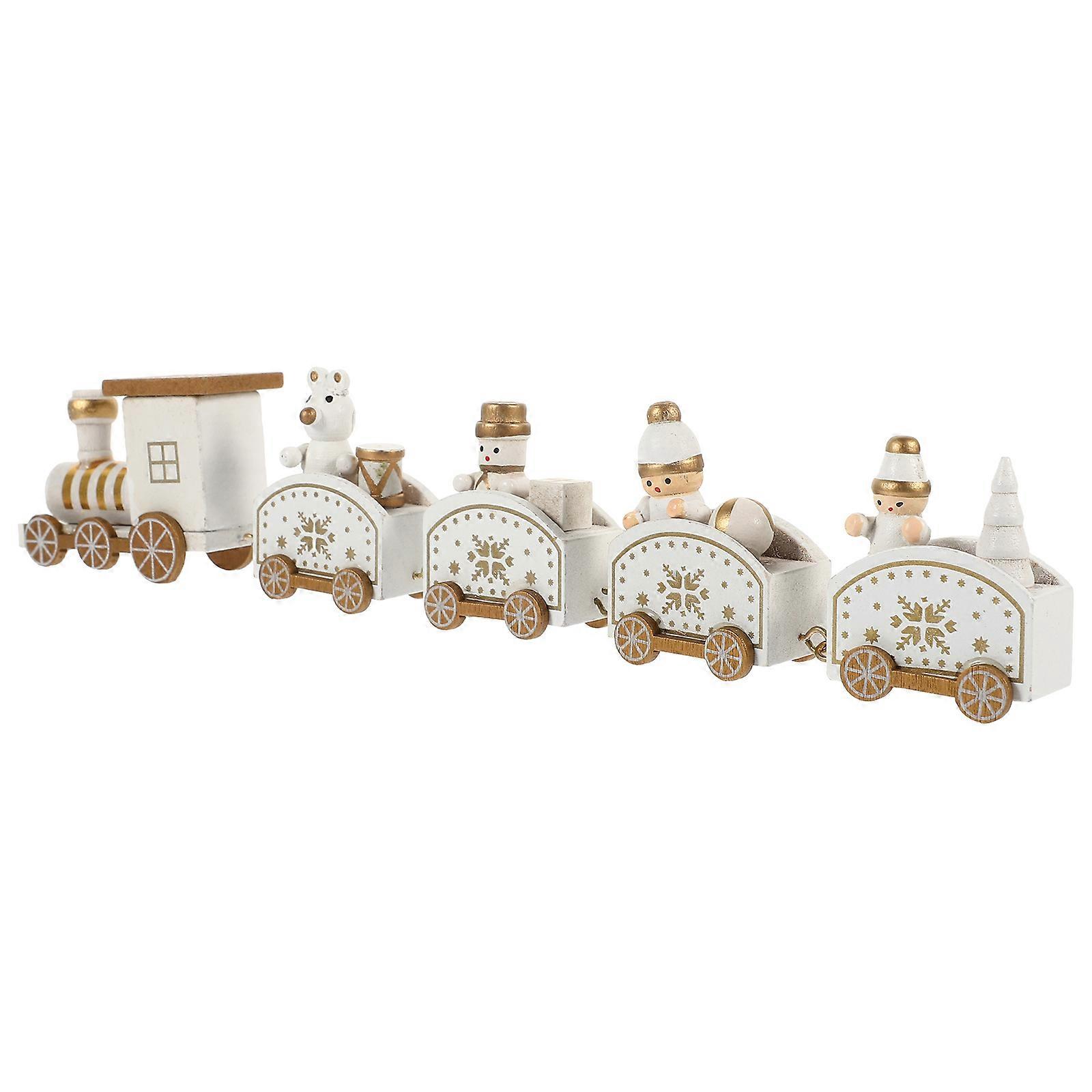 3Pcs Christmas Train Model Wooden Decorative Props For Festival Crafting Suitable For Homes And Desktop Scenes With Craftsmanship