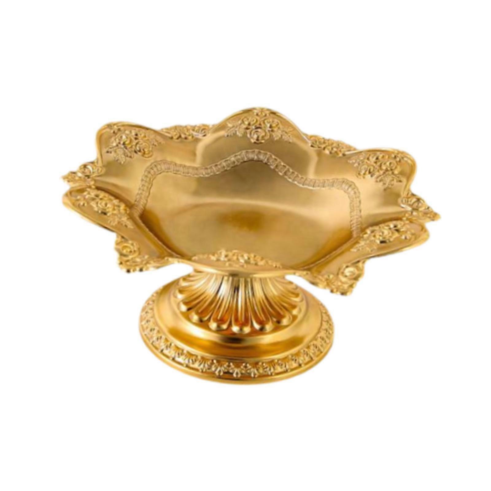 Lotus Fruit Plate Multipurpose Desktop for Coffee Table Bedde Table (Gold)