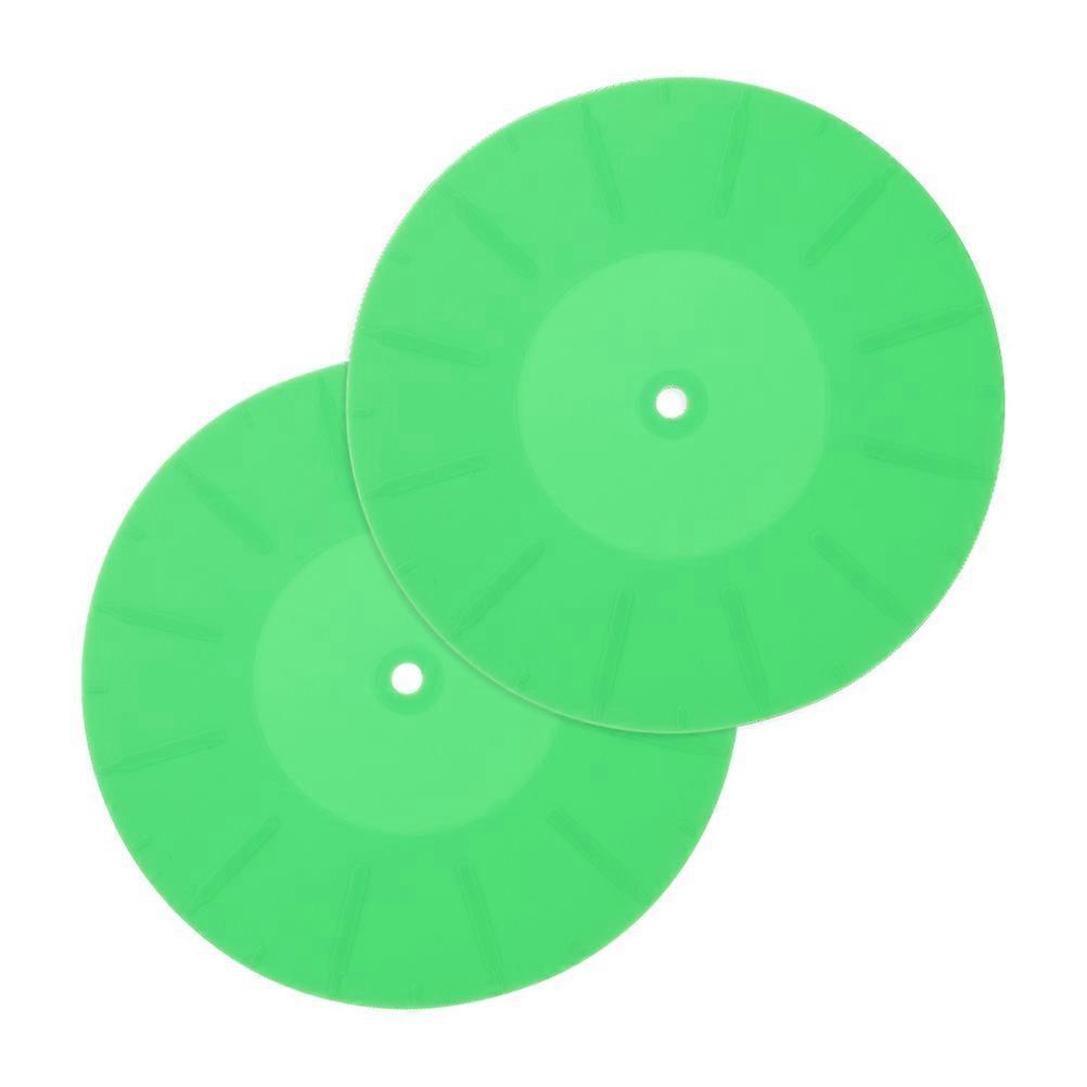 Turntable Soft Slipmat 2Pcs Anti-Static Vinyl Record Mats For Home Use 170Mm Green Improve Sound Quality