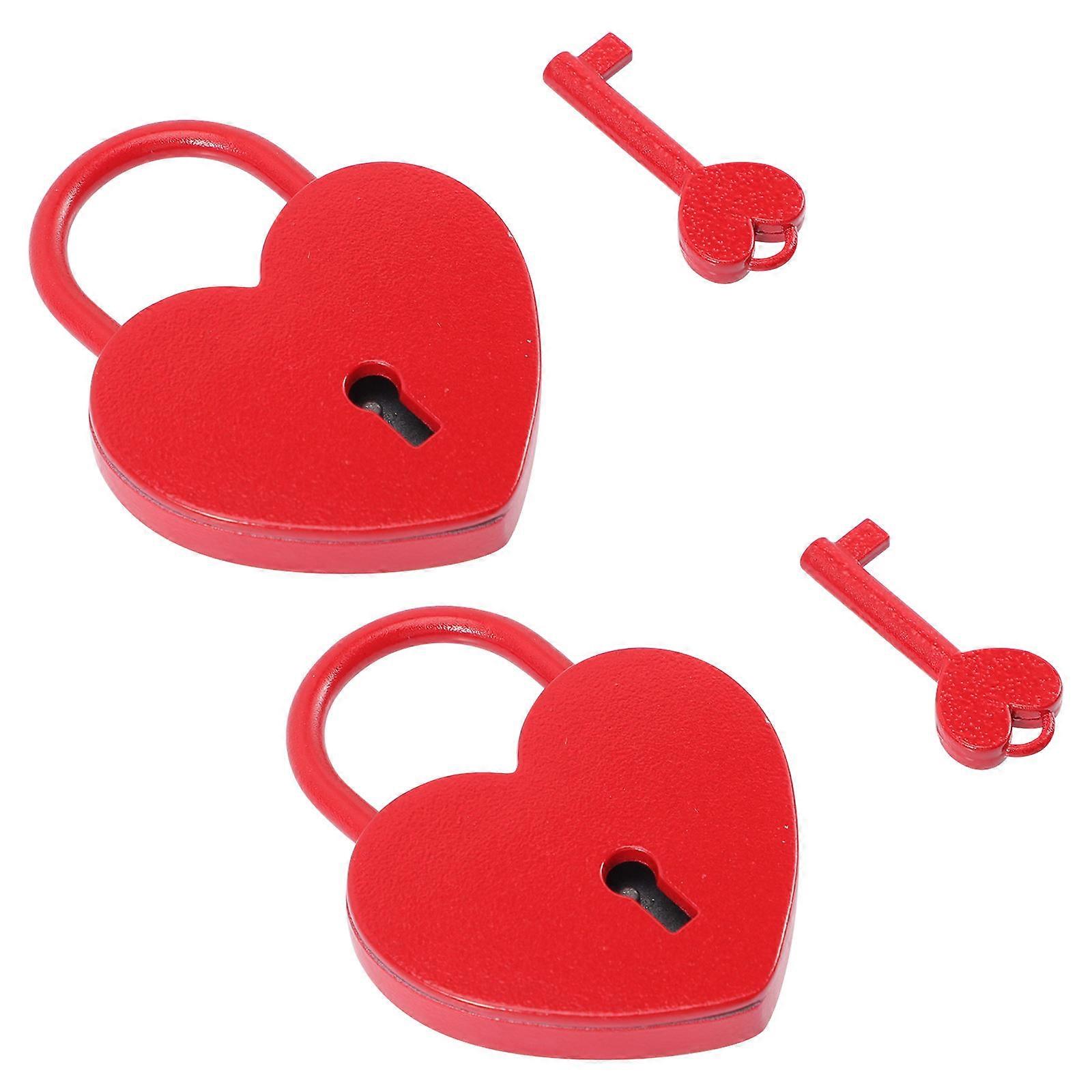 Small Metal Padlock Heart Lock for Couples 8Pcs with Keys Red