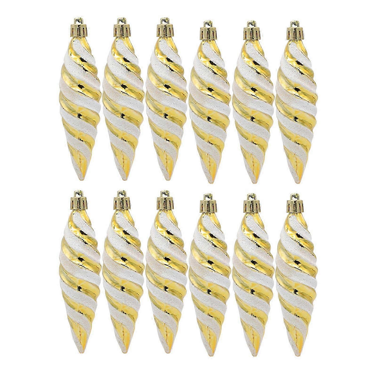 2 Pcs Christmas Decorations Painted Pointed Spiral Thread Pendant with Lanyard Vibrant Color Xmas Tree Ornaments