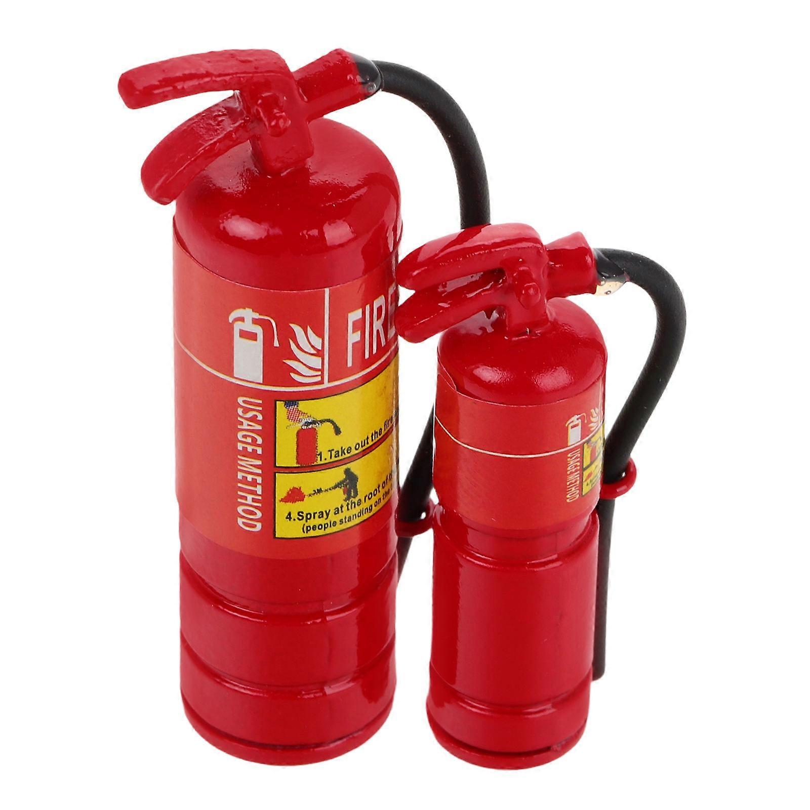 Mini Fire Extinguisher Model for Doll House Scene 2Pcs Red Plastic