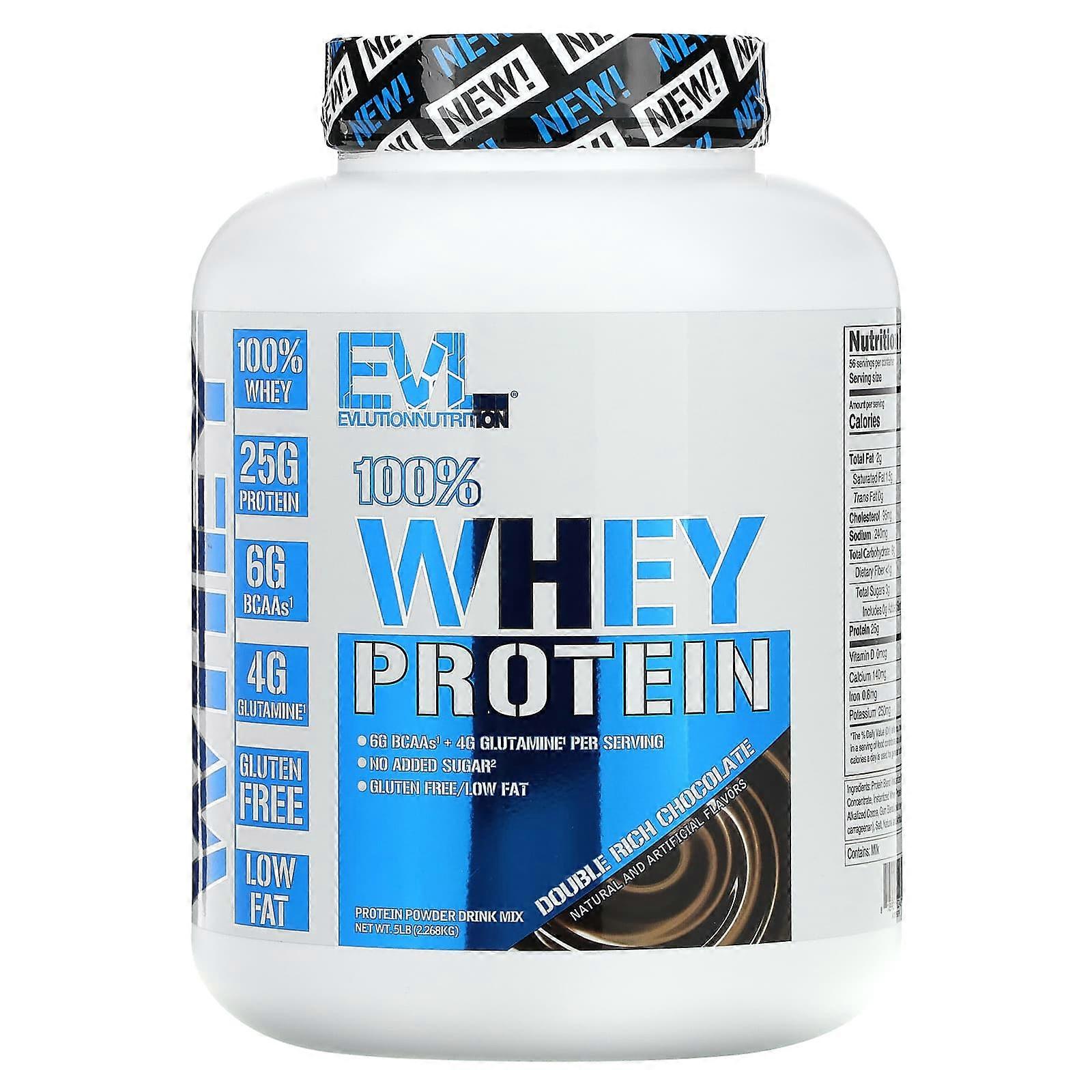 100% Whey Protein, Double Rich Chocolate, 5lb (2.268 kg)