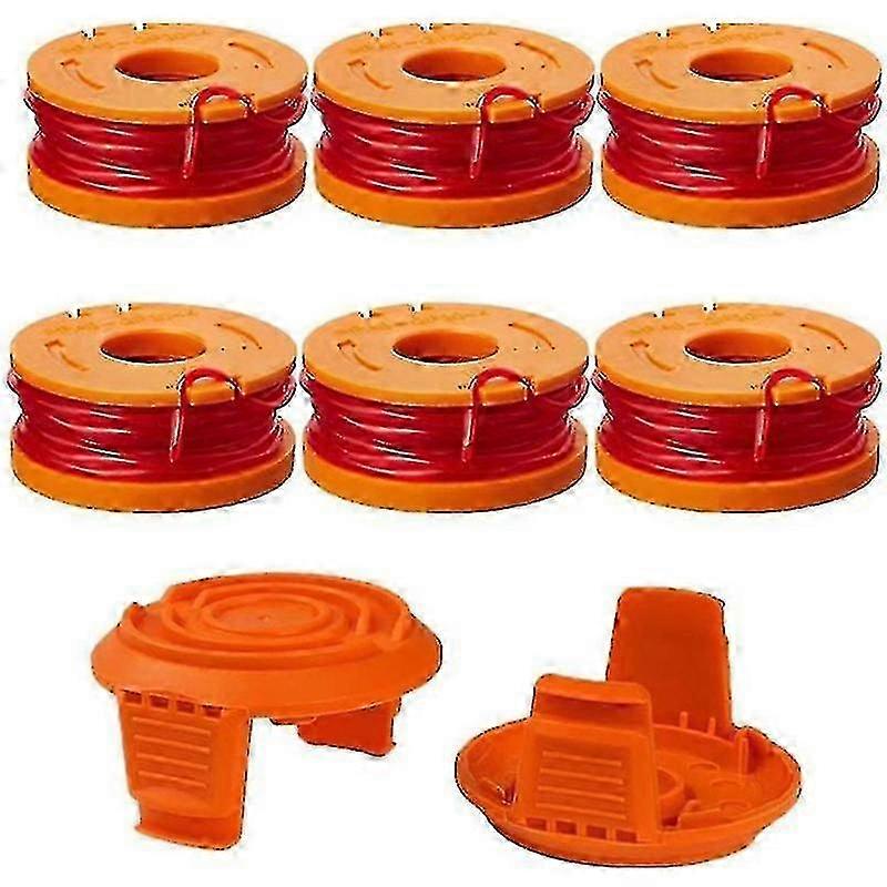 Worx Trimmer Spool Line(6) Wa0004 Spool Cap Cover Wa6531(2) Trimmer 8 Pack
