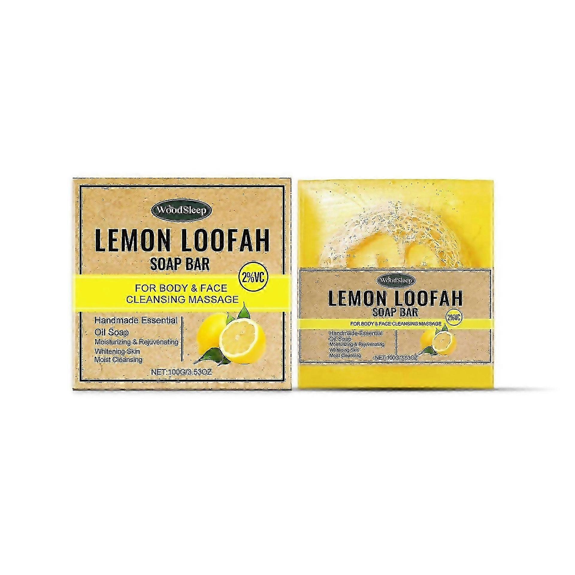 For Natural Lemon Loofah Soap Bar 100g Lemon Loofah Bath Soap Handmade Solid Soap Lemon Bar Soap For