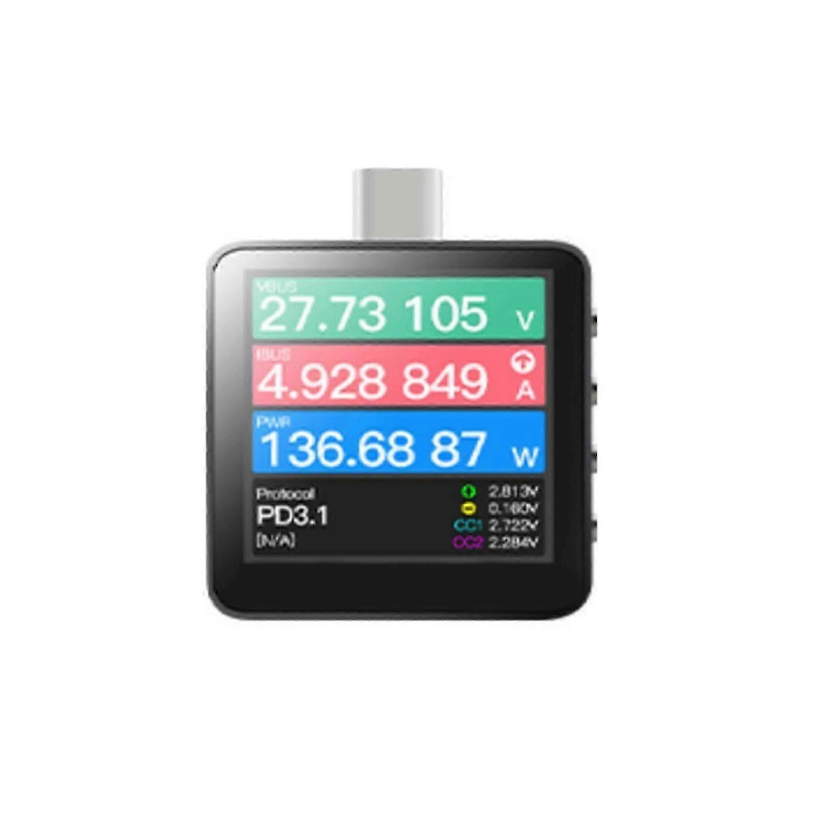 High Voltages Usb Power Delivery3.1 Tester Usb Pd3.1 Voltages Current Tester Featuring Large Lcd Screen Multiple Modes Black