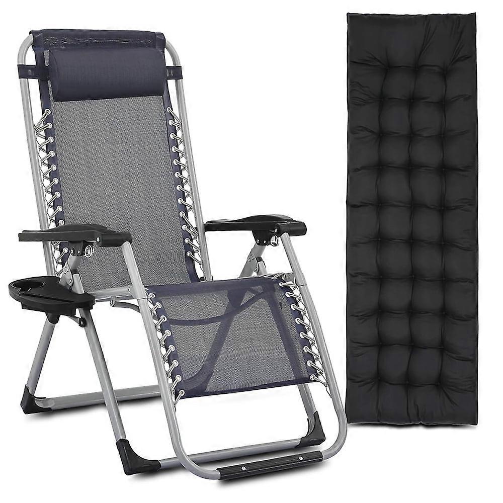 Zero Gravity Lounge Chair with Removable Cushion Folding Indoor Recliner for Patio Garden Home Office, Blue