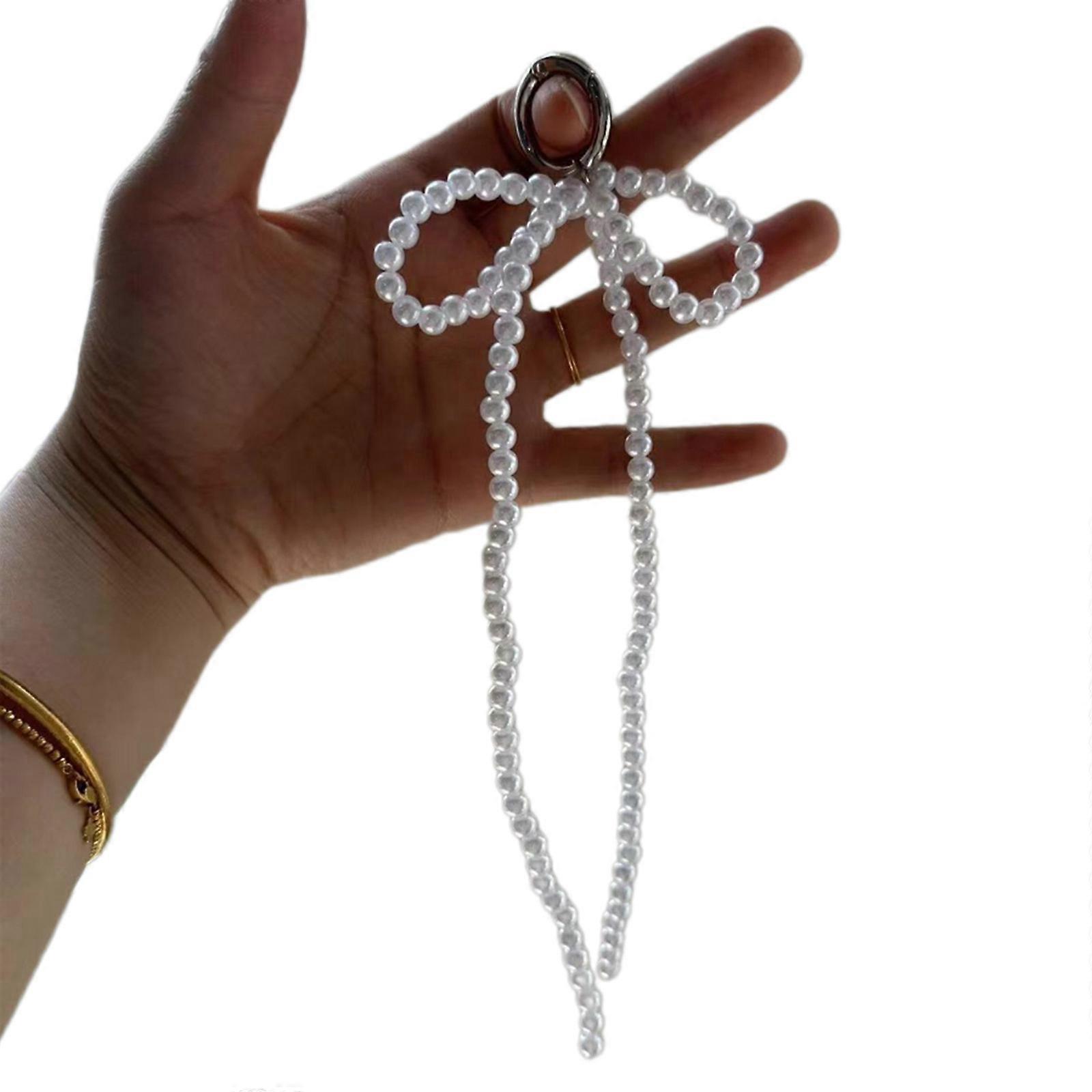 Handmade Keychain with Delicate Beaded Bowknot Phone Charm Keyring Bag Pendant Perfect for Phones and Purses Wallet Multicolor