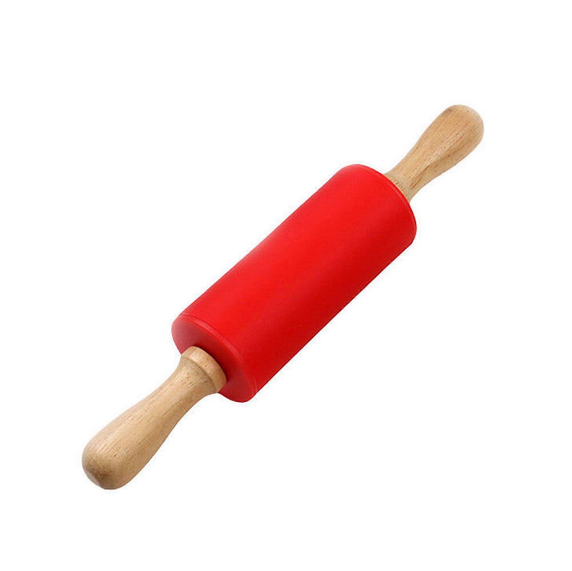 Wooden Handle Silicone Rollers Rolling Pin Kid Kitchen Cooking Baking Tool Bakeware Set Kitchen Tools Set