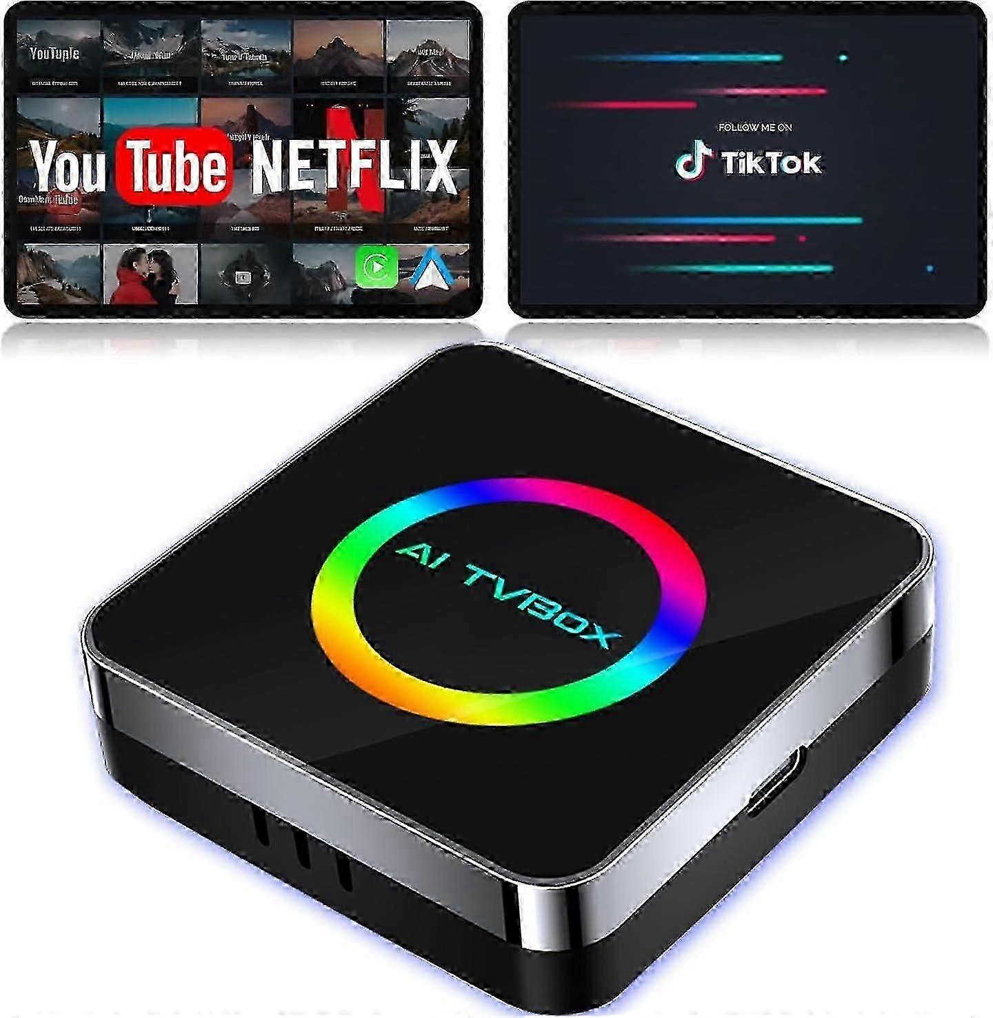 Ny senaste modell trådlös Carplay-adapter 2025 Netflix AI Box för iPhone Android Auto med Netflix Youtube stöder TF-kort Dongle Plu
