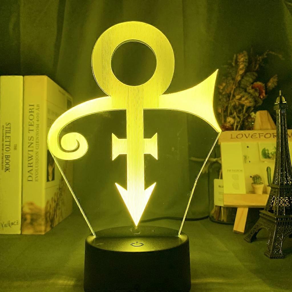 Creative 3D Prince Symbol Nightlight – LED Acrylic Sensor Color Changing USB Lamp for Office Room Decoration