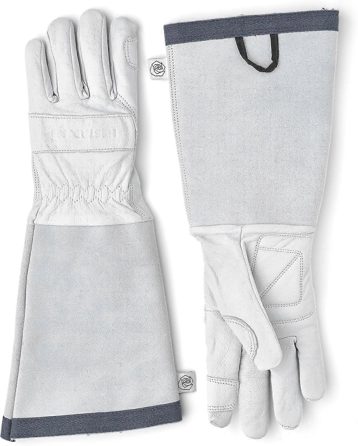 Gants de jardinage Job Garden Rose, modèle 2025, gants longs de protection en cuir, unisexe, blanc cassé, taille 9