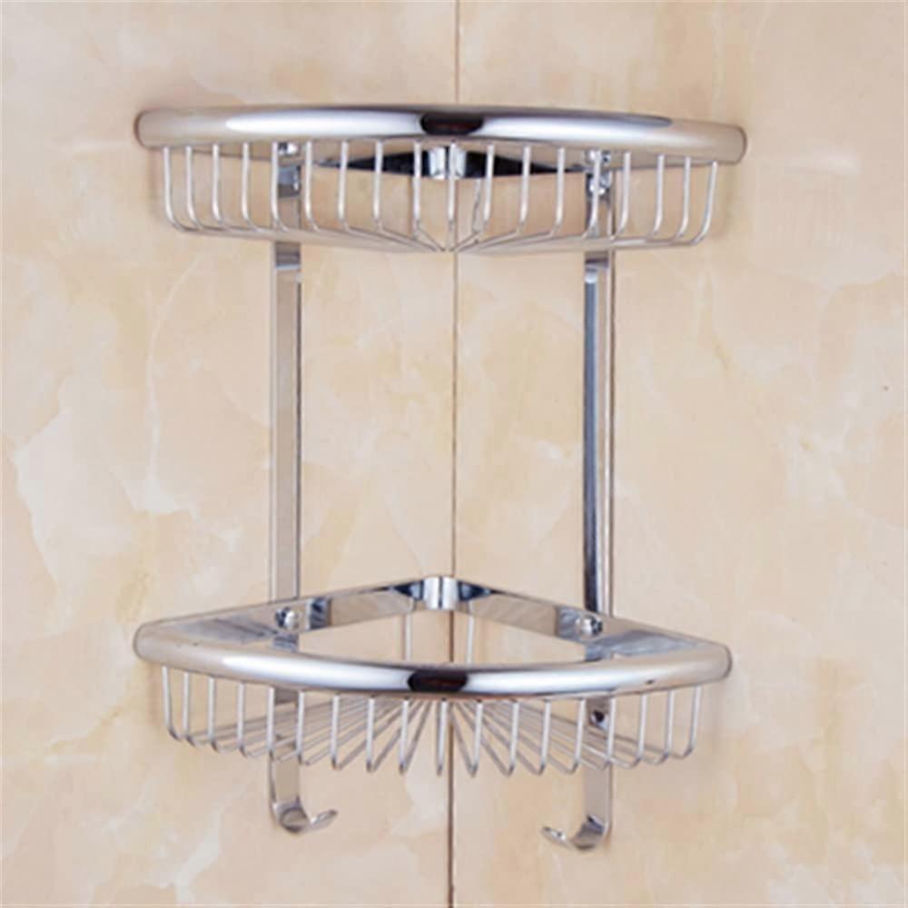 Shower Caddy Corner Shelves Chrome 2Layer Wall Mounted Bathroom Rack Storage Holder