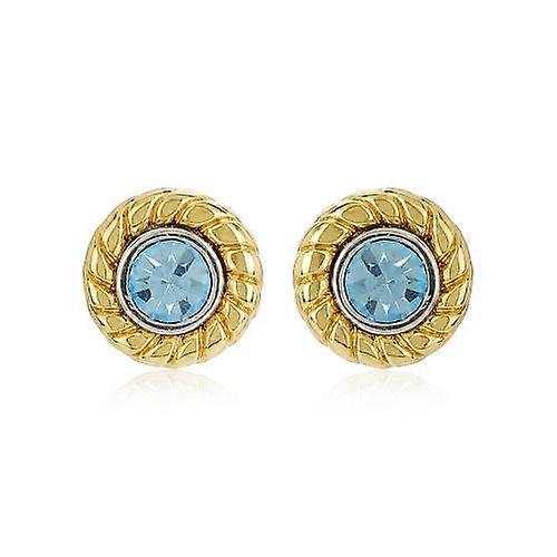 Round Stud Earrings with Blue Stone