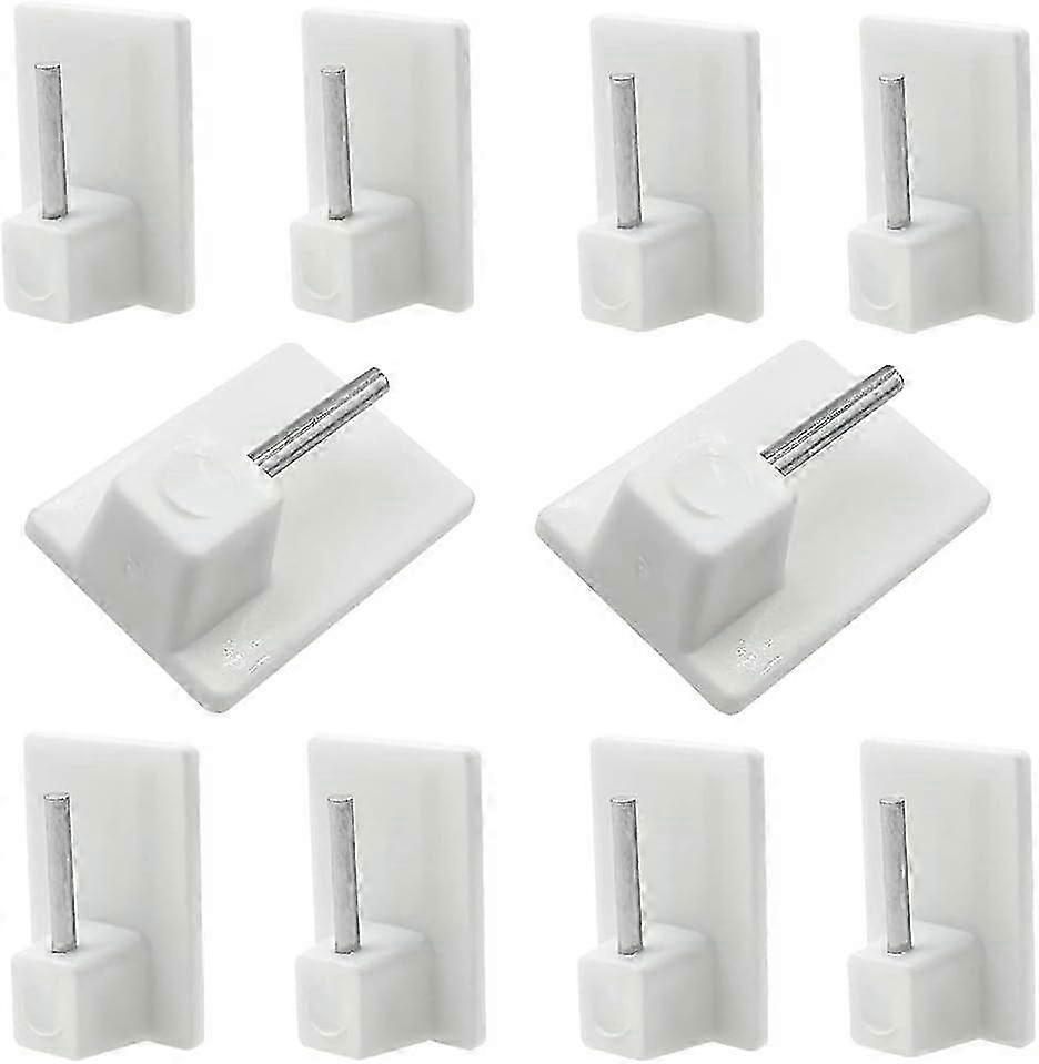 Self-adhesive hooks, 10-pack plastic window hooks for curtain rods