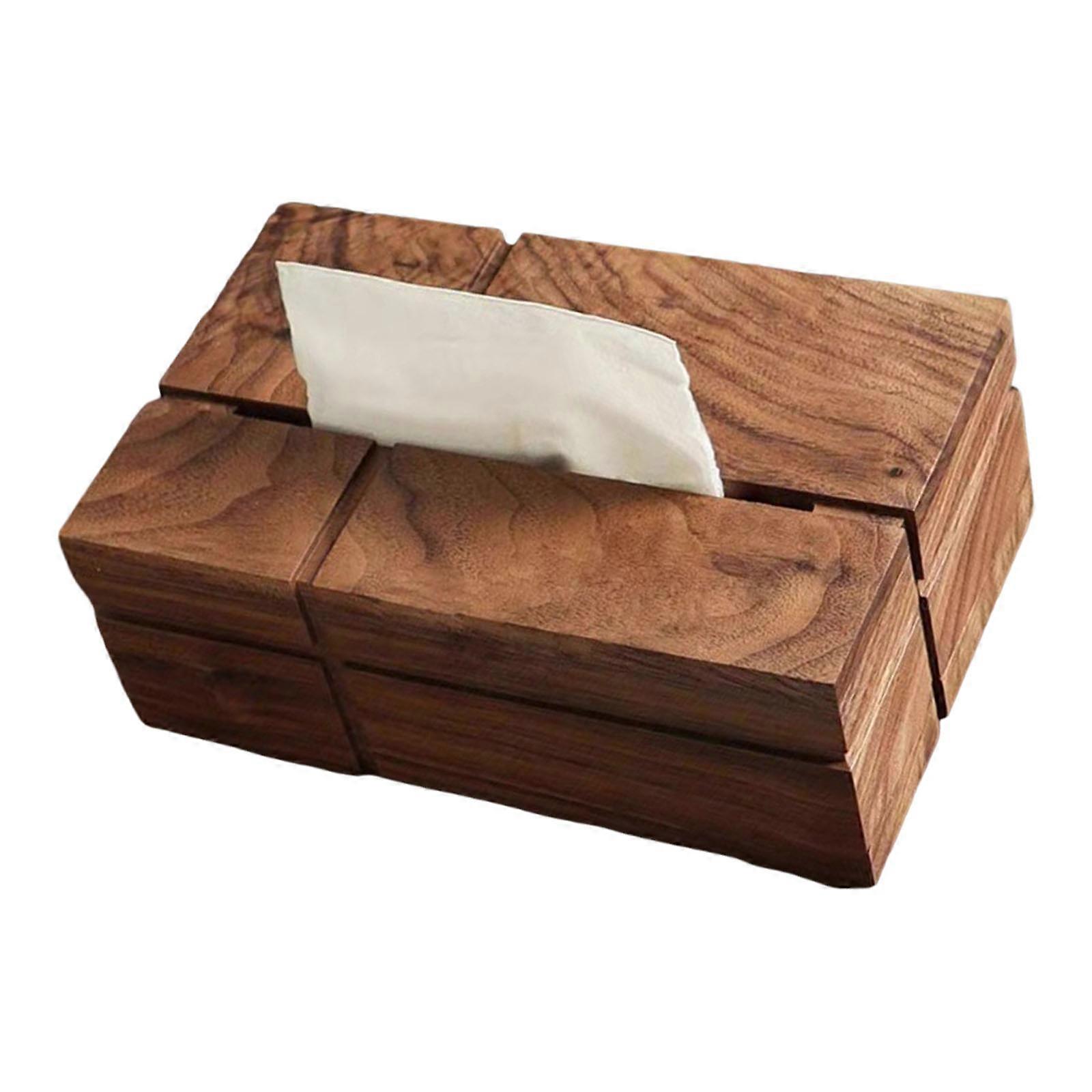 Countrified Walnut Tissue Box With Link Opening Multipurpose Storage Solution For Paper Towels In Various Room Settings Multicolor