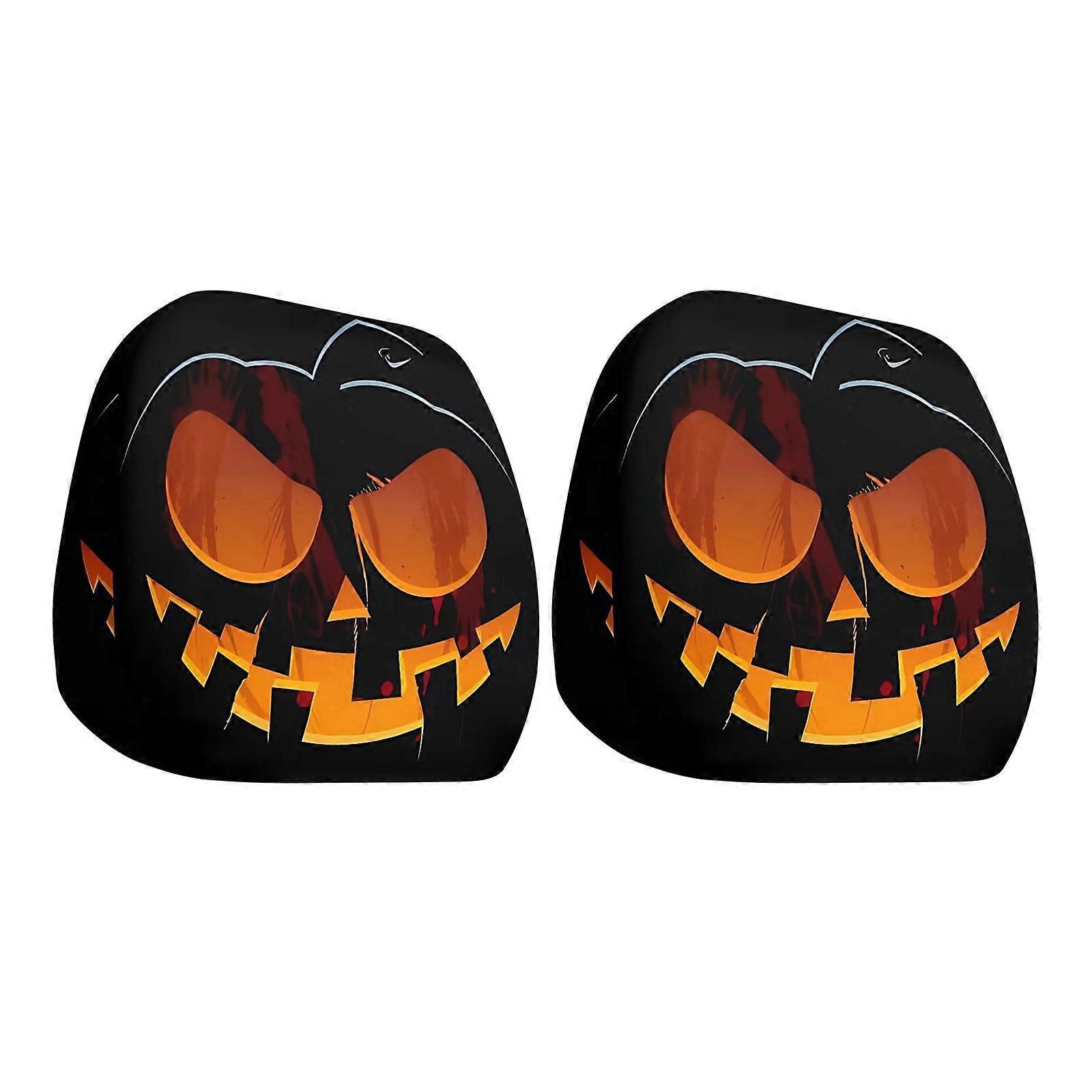 Pack of 2 Elastic Car Seat Pillow Covers Big Eyes Design Universal Vehicle Compatibility Polyester Fabric Headrest Cases Multicolor