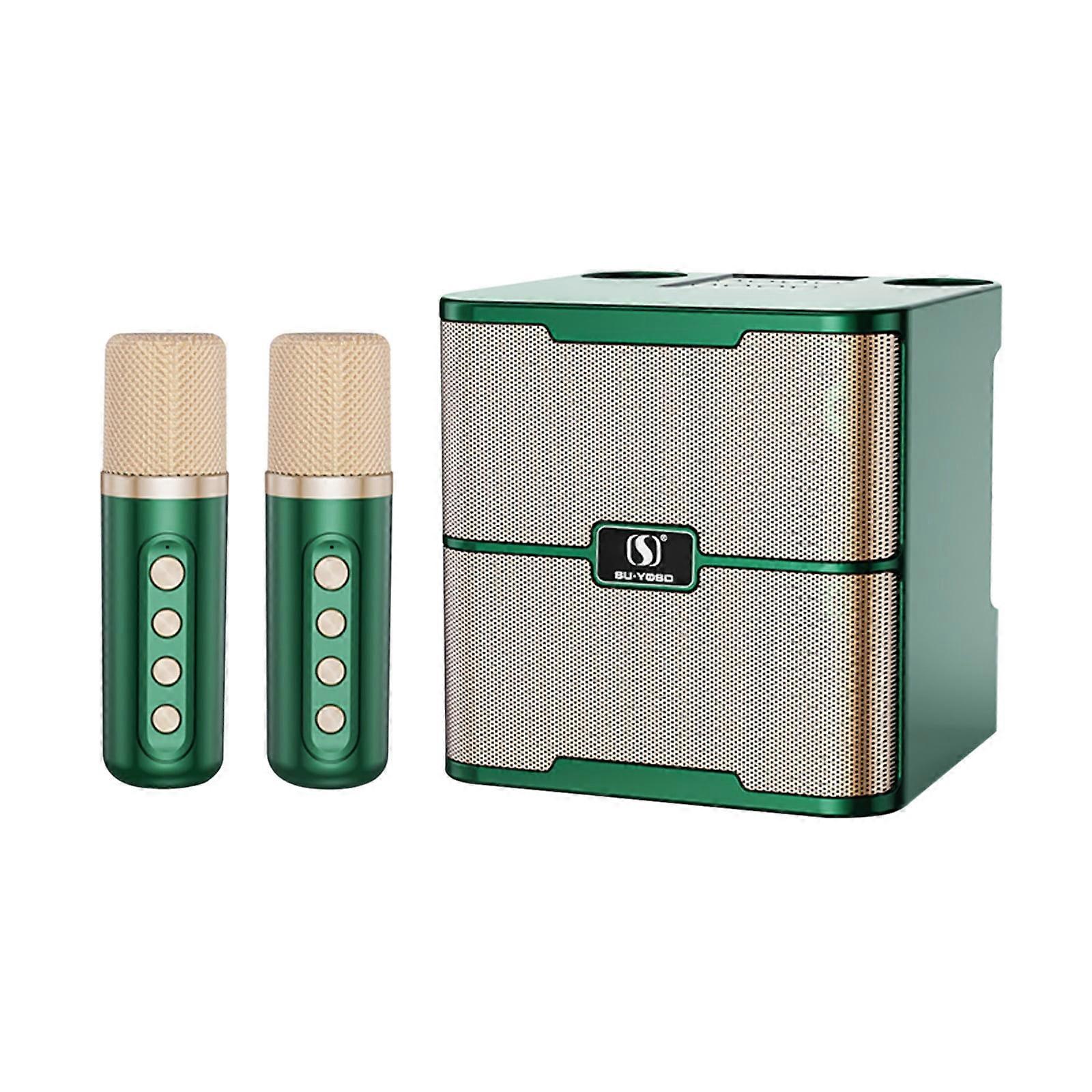 PAVEOS Karaoke Machine with Wireless Bluetooth Microphone, Portable Speaker with AUX-in, Compatible with TV for Home Use, Green