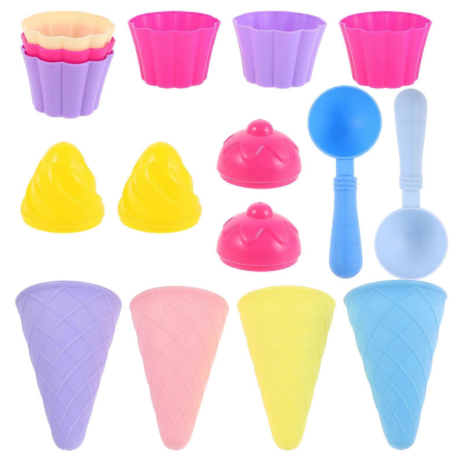 Ice Cream Cone Scoop Model Beach Play Toys For Children Outdoor Seaside Play Assorted Color 3Set Imagination Development