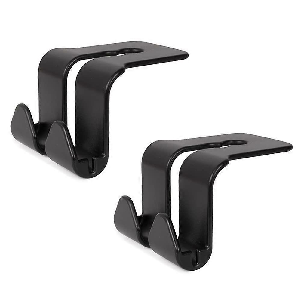 2 Pack Car Seat Back Hooks with Hidden Storage and Phone Holder for Vehicle Organization Black