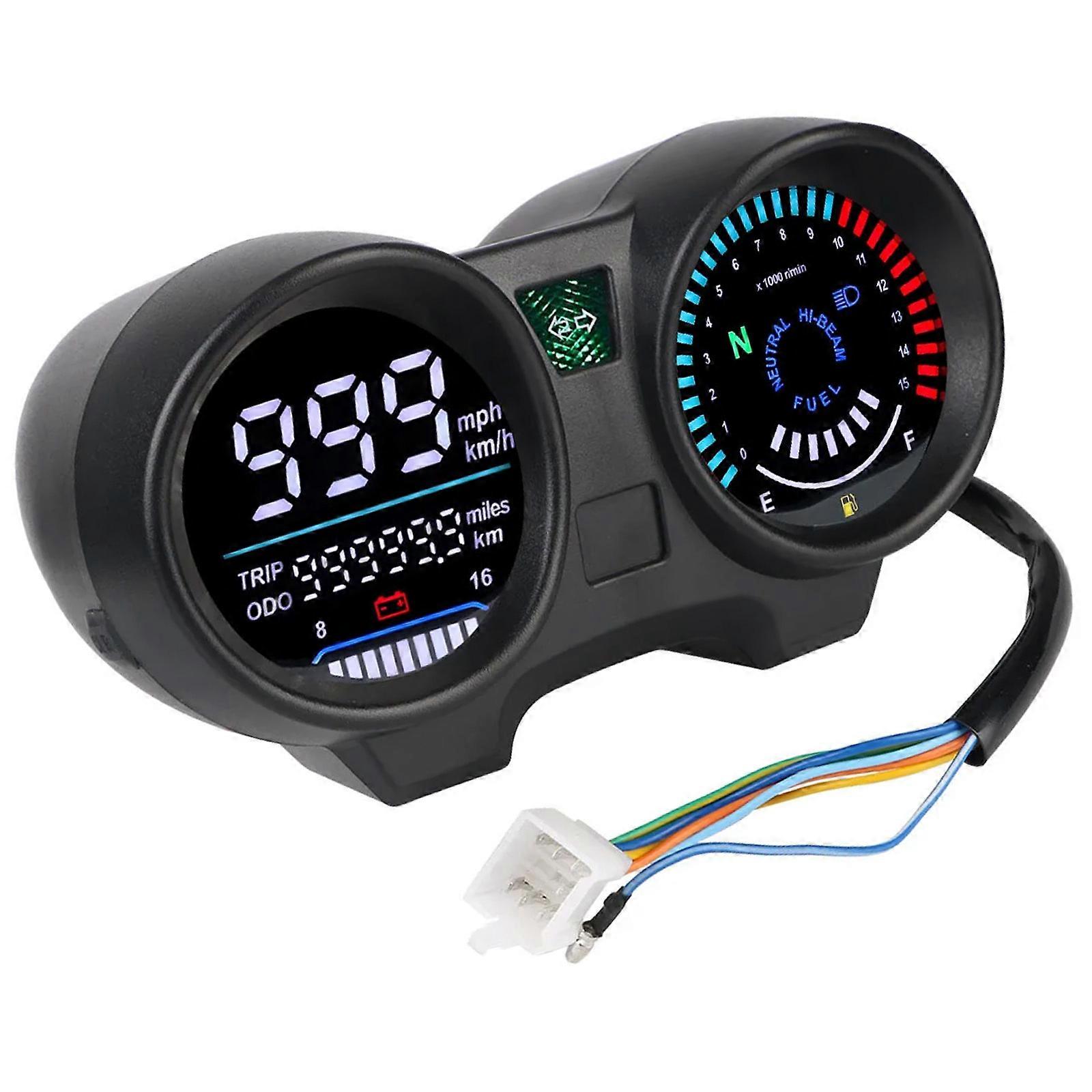 Motorcycle Dashboard Clear LCD Digital Gauge Instrument Cluster 12V Speed Odometer Enhanced Visibility for CG150 Fan 150 Multicolor