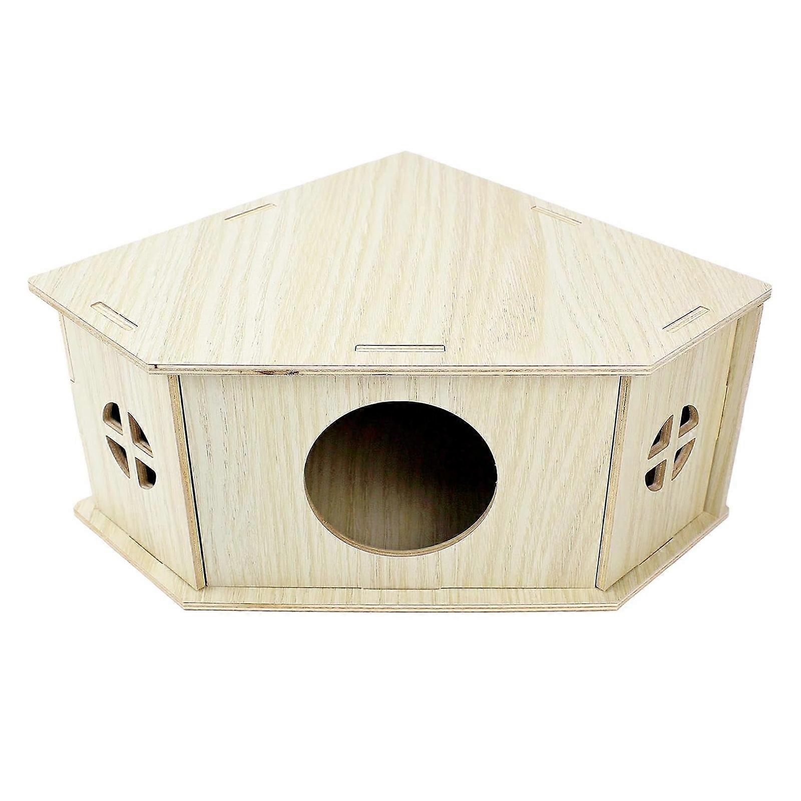 Triangular Pet Hamster Wood Cabin Safe ChewProof Nesting Habitats Shelter House for Small Pet Hideaways Entertainment Multicolor