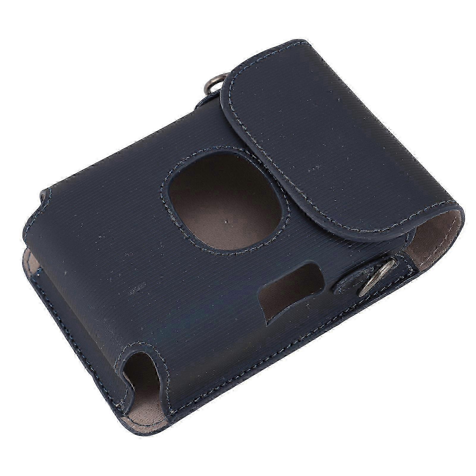 Case for Instax Mini Link 2 PU Leather Smartphone Photo Printer Protective Cover with Adjustable Shoulder Strap Blue