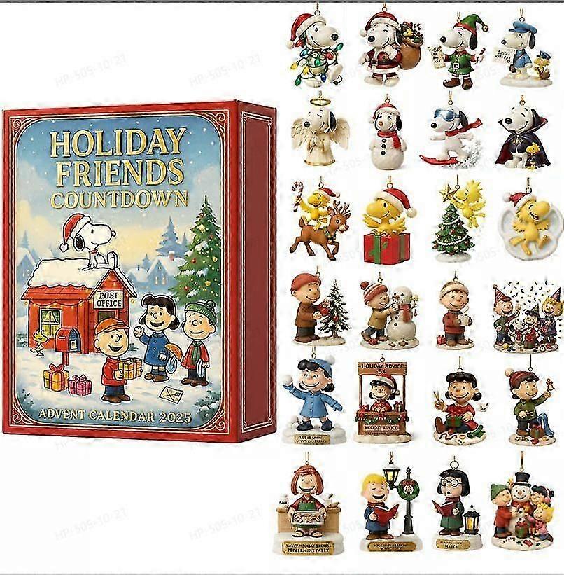 Ημερολόγιο Χριστουγέννων Advent 2025 - Ημερολόγιο αντίστροφης μέτρησης 24 ημερών Snoopy Χριστουγεννιάτικο κουτί τυφλού ακρυλικά στολίδια, διακόσμηση χριστουγεννιάτικου δέντρου για μωρό