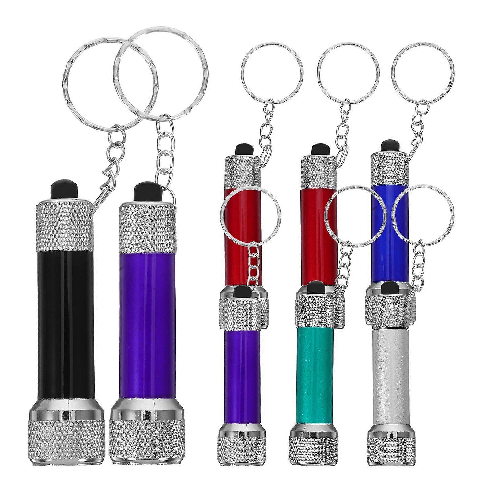 8pcs Ultra Bright Flashlights Aluminium Alloy Keychain Flashlight Mini Portable LED Torch for Camping Hiking (Random Color)