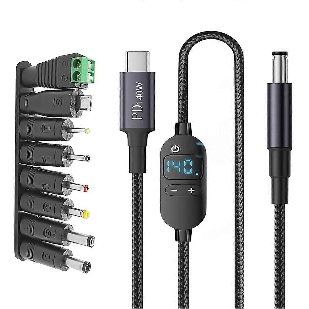 USB C to DC Power Boost Cable 140W to 5V 9V 12V 15V 20V 28V Adjustable Voltage Adapter Connector Cord for Laptop Router