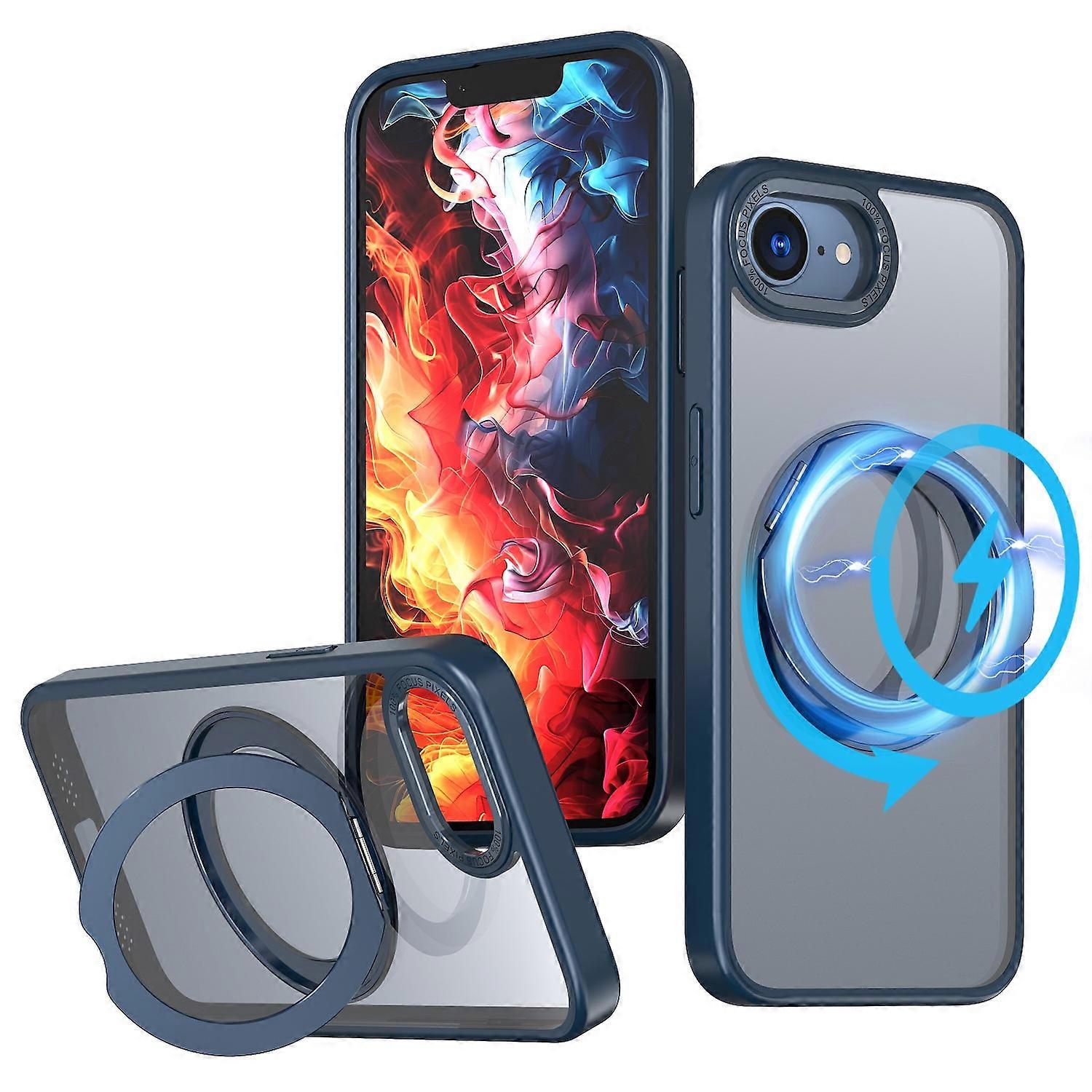 For iPhone 16e Case Compatible with MagSafe TPU + Acrylic Kickstand Phone Cover