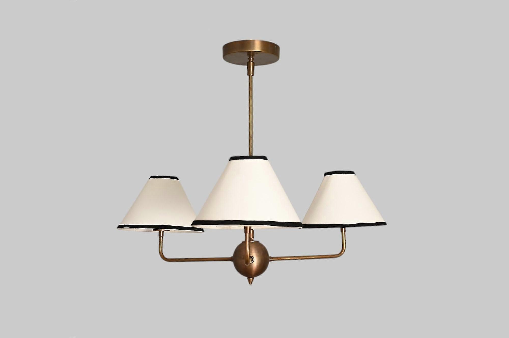 3-Shade Brass Chandelier With Unique Finishes And Distinct Design