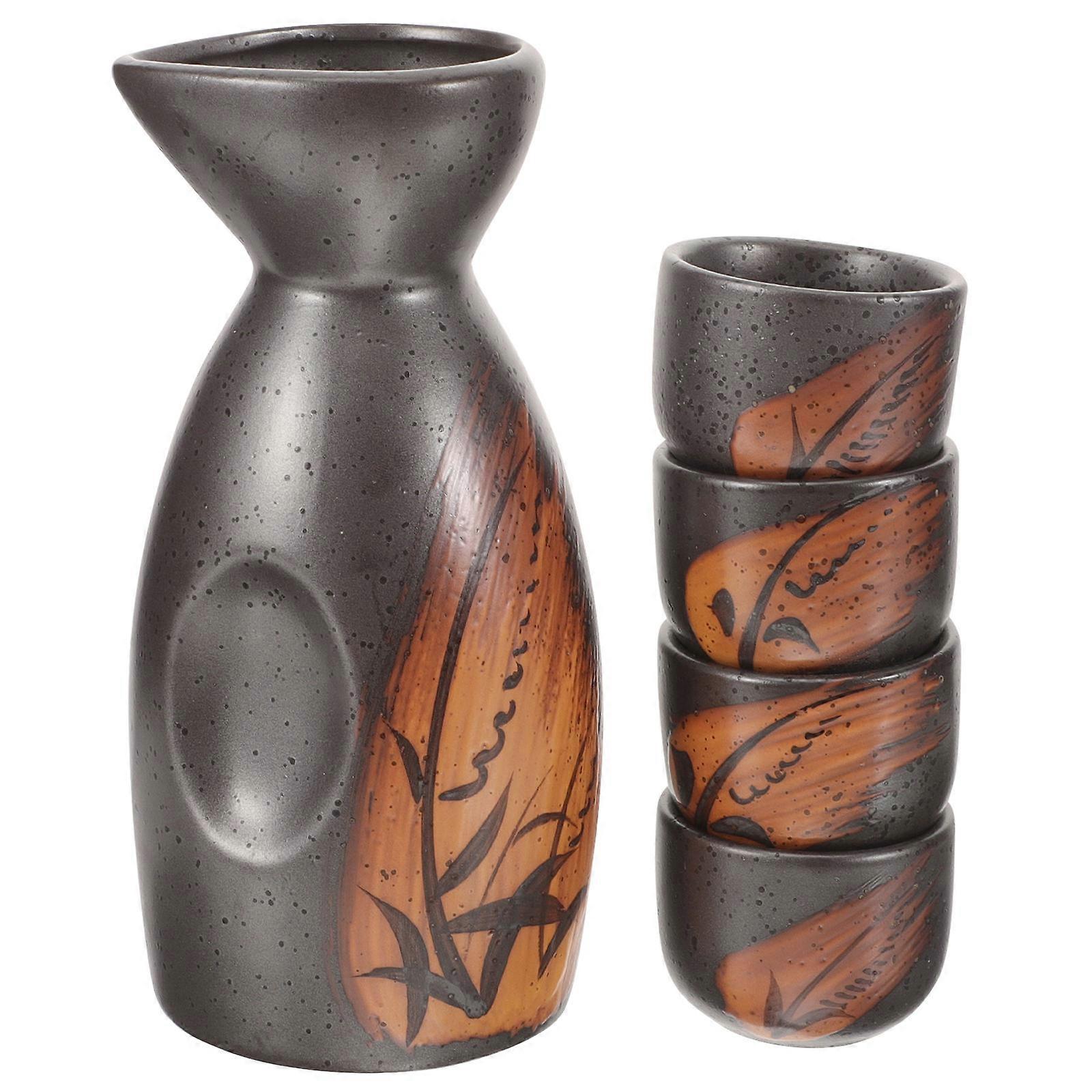 Sake Set Ceramic Japanese Pot and Cups for Serving Wine 1Set