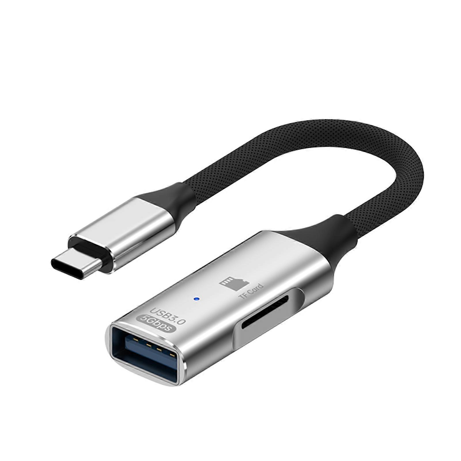 Universal Type C OTG Converter with Simultaneous USB 3 0 & Card Access Aluminum USB C Hubs for Workstations  Silver