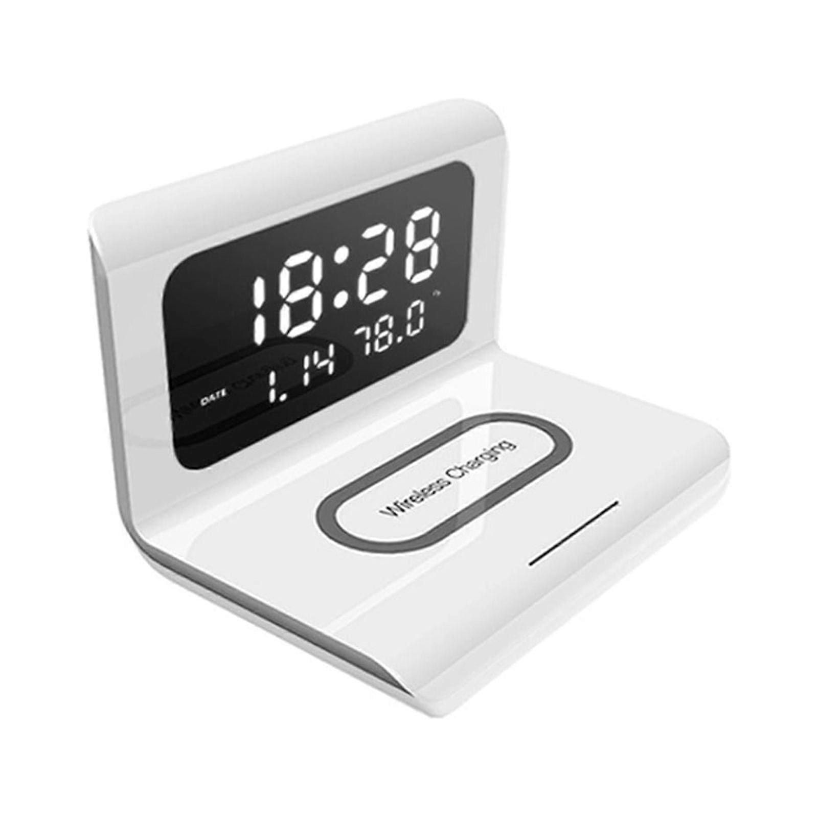 Wireless Charging Alarm Clock, Digital LED Time Display with Wireless Charging Station for Bedroom, compatible with xxx