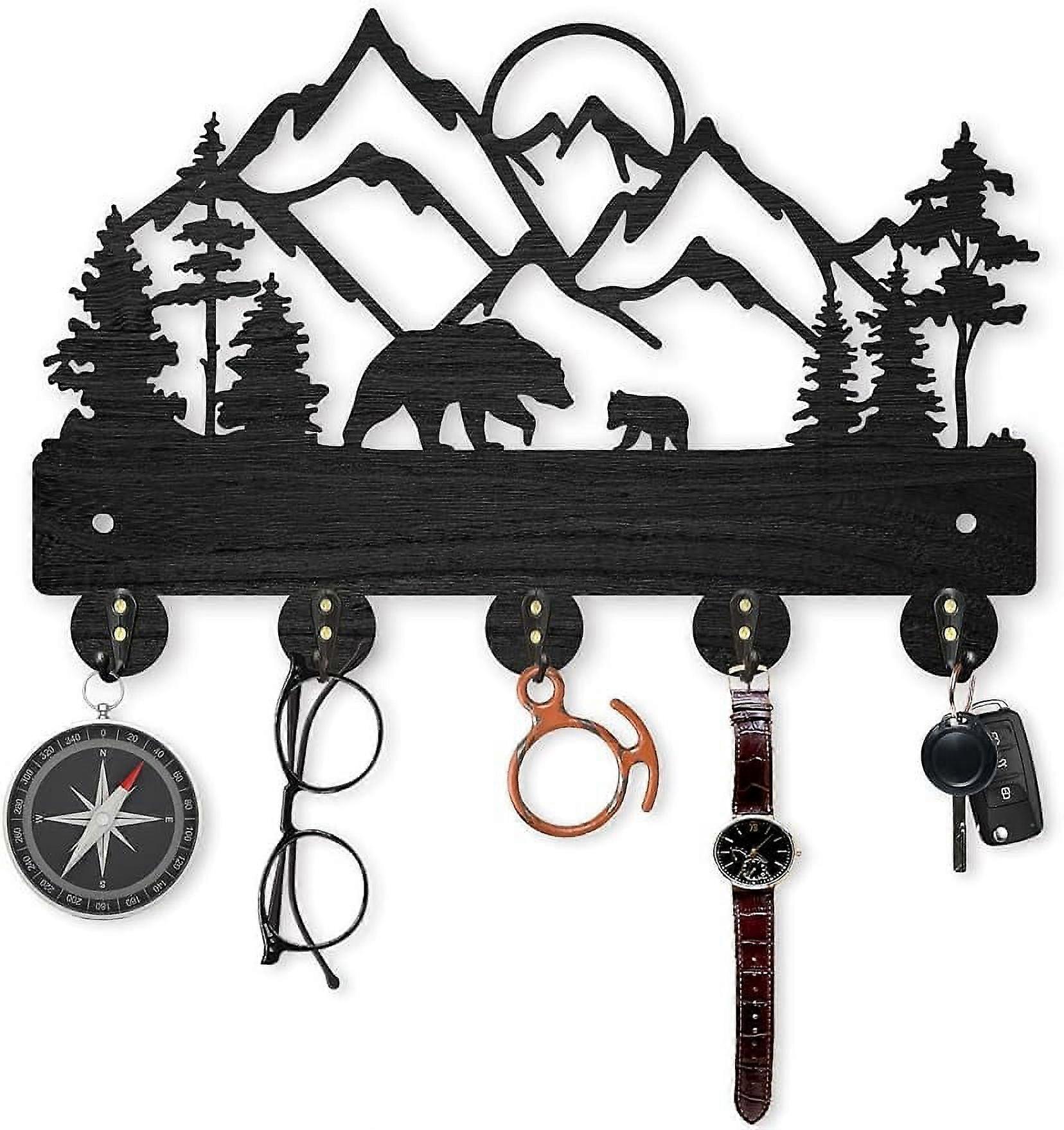 Mountain Forest 5-Hooks Coat Hook, Black