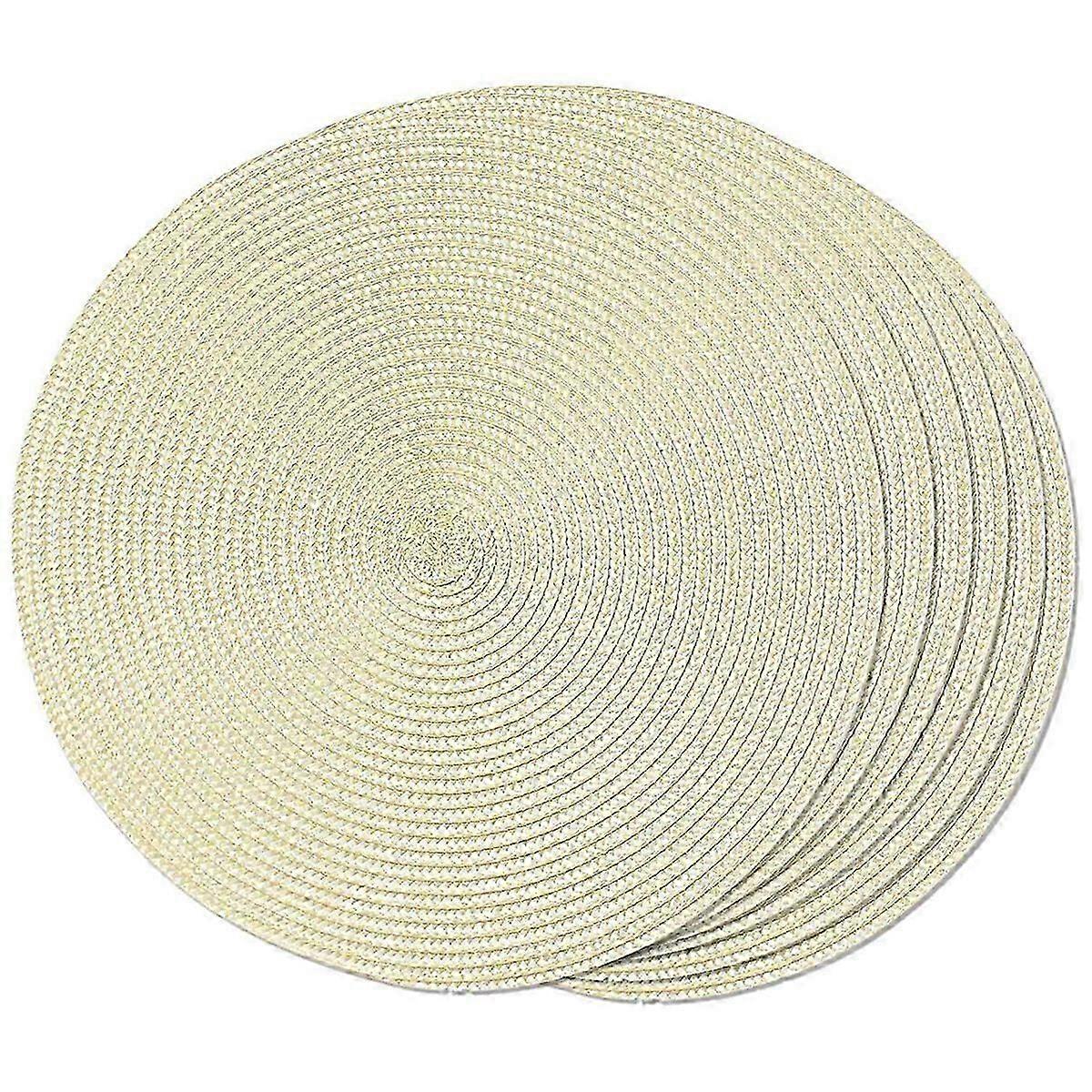 Lot de 6 sets de table ronds tressés pour tables à manger, sets de table tissés, lavables et antidérapants 15